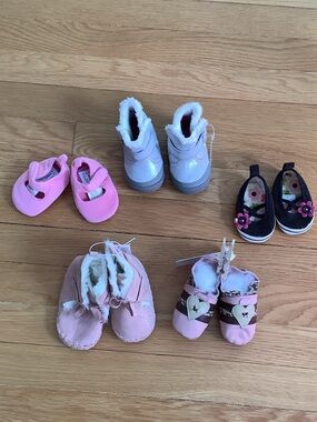 Pink, Silver and White Baby Shoe Lot - 5 Pair Variety